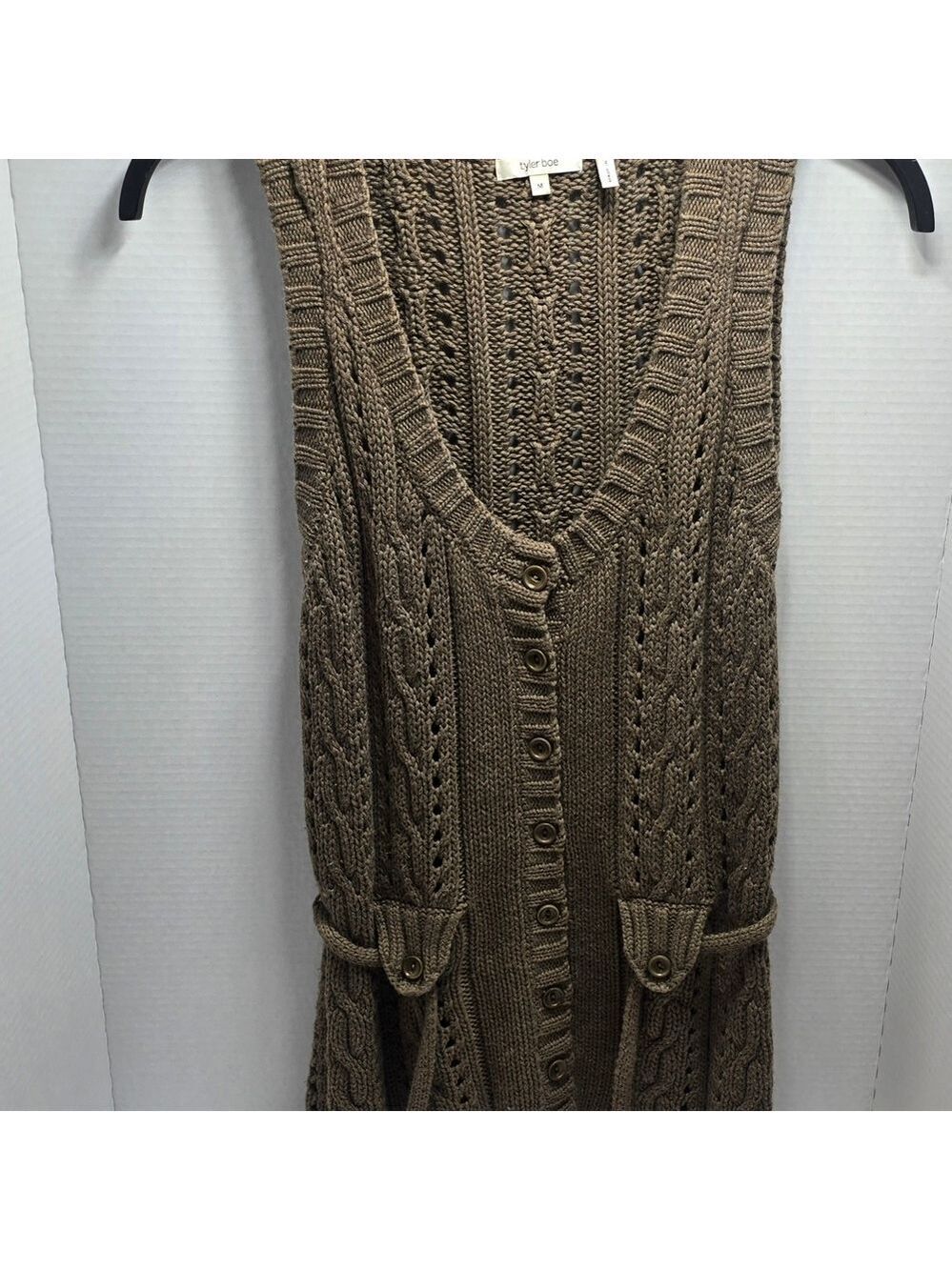 Tyler Boe Brown Knit Sleeveless Cardigan